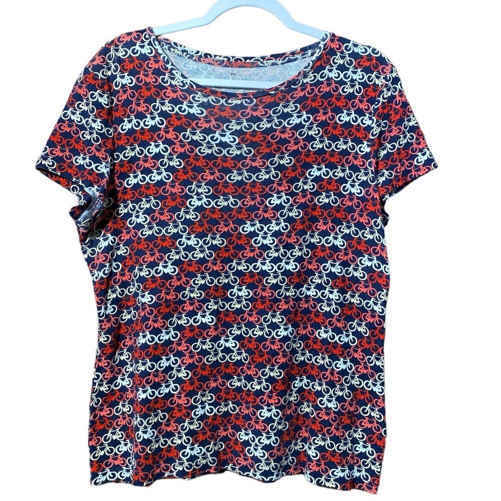 Talbots 100% Pima Cotton Bicycle Print T Shirt Women's Size Large